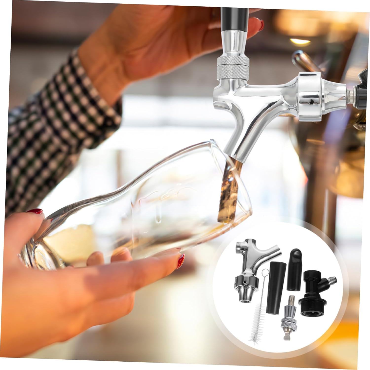 Cabilock Stainless Steel Craft Beer Tap Dispenser Faucet for Homebrew Professional Draft Beer Keg Tap with Easy Clean Design for Bars Restaurants and Home Kitchens