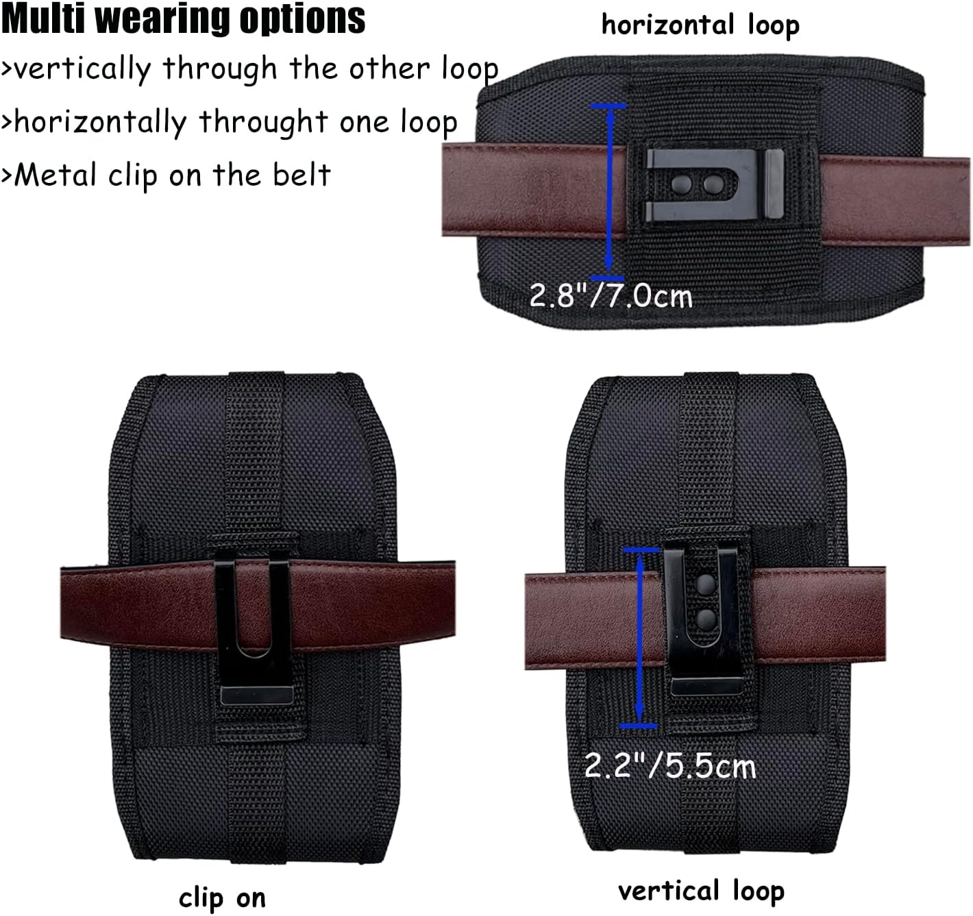 Cell Phone Holster for Men, Belt Clip Phone Holder, Large Tactical Phone Pouch for iPhone 16 15 14 Pro Max 16 15 14 Plus, for Galaxy S24 Ultra,S24 Plus,Heavy Duty Buckle Closure(XXL) - Image 4