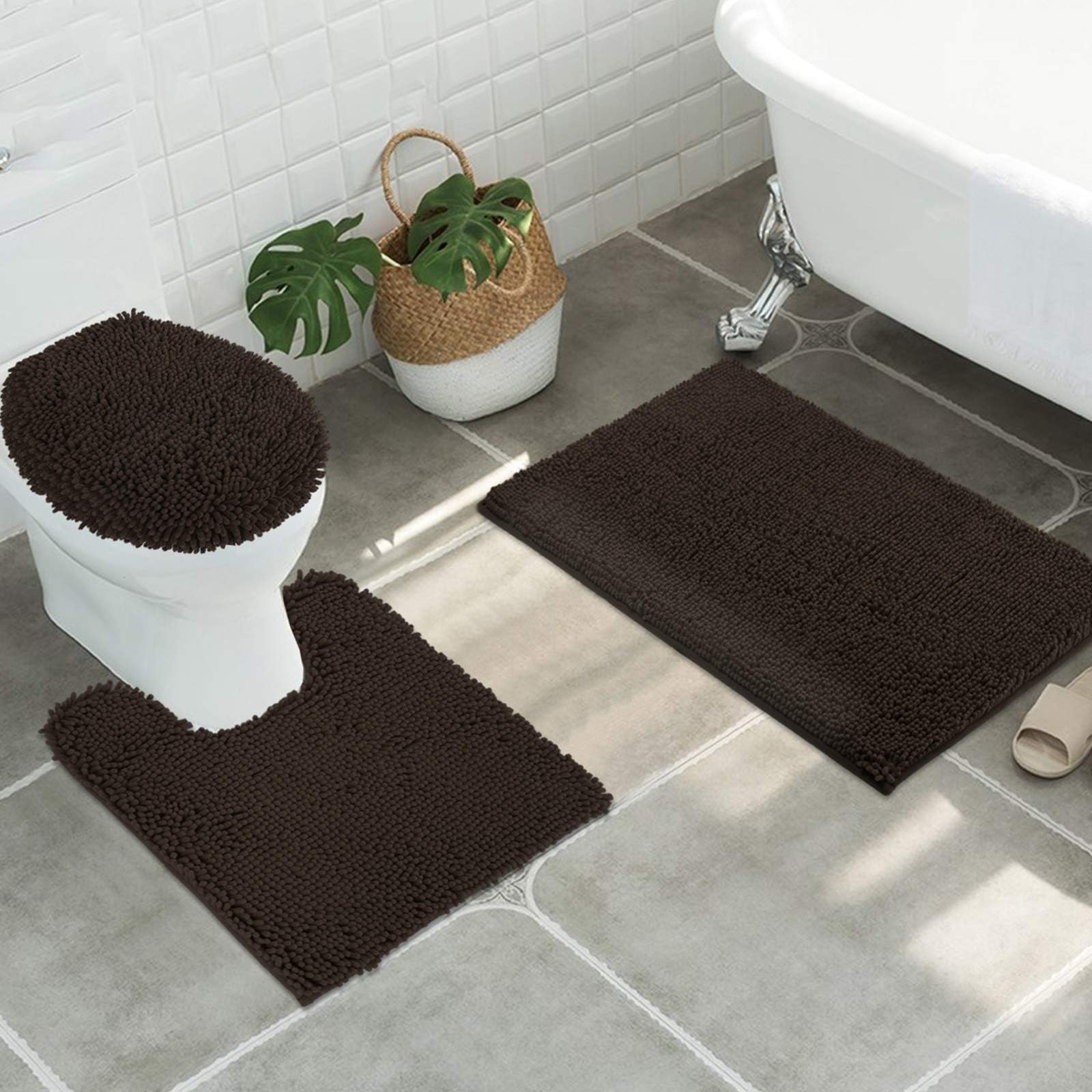 Amazon.com: Elegant Home Goods Solid Color 3 Piece Bathroom Rug Set ...
