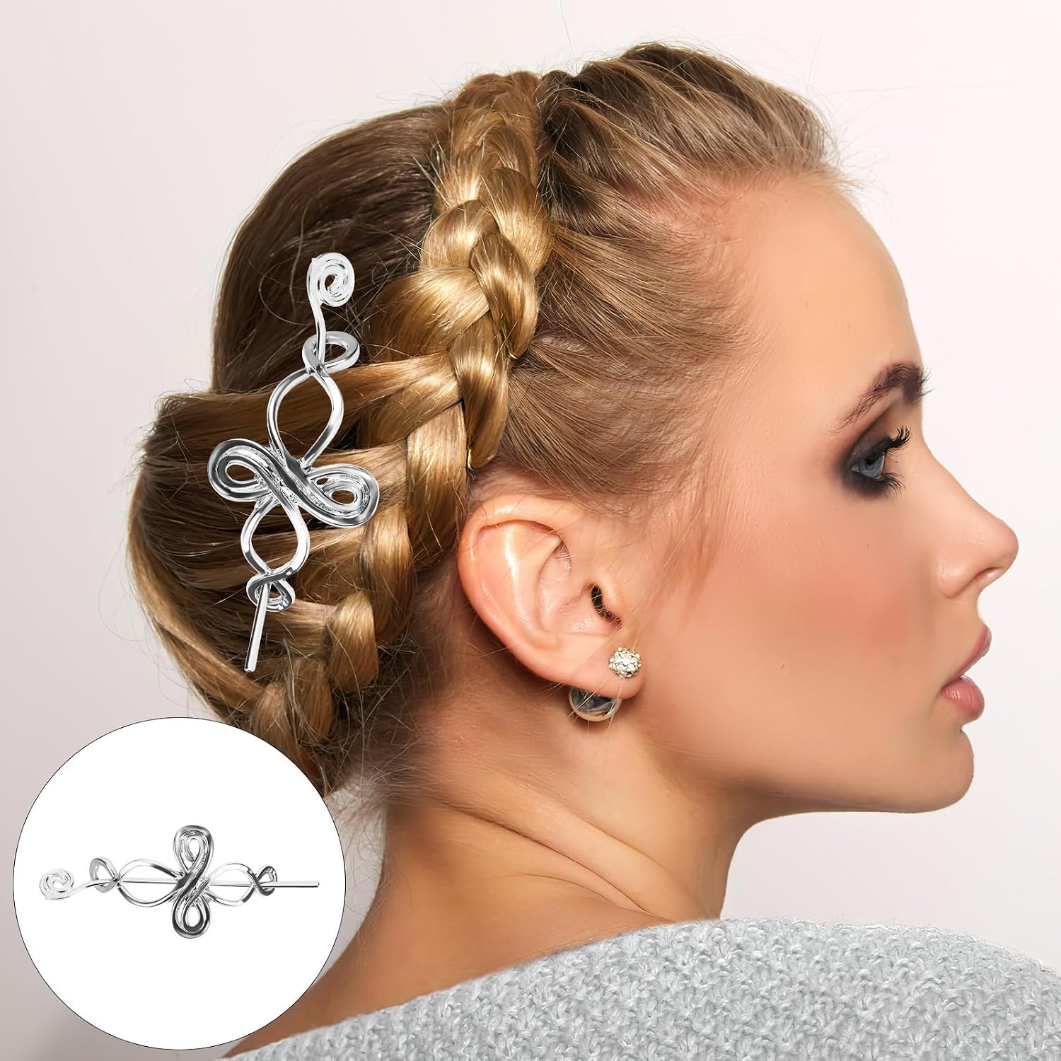 minkissy 2pcs Metal Hair Clip with Long Hair Stick Vintage Bun Holder Pins for Women Styling Accessories