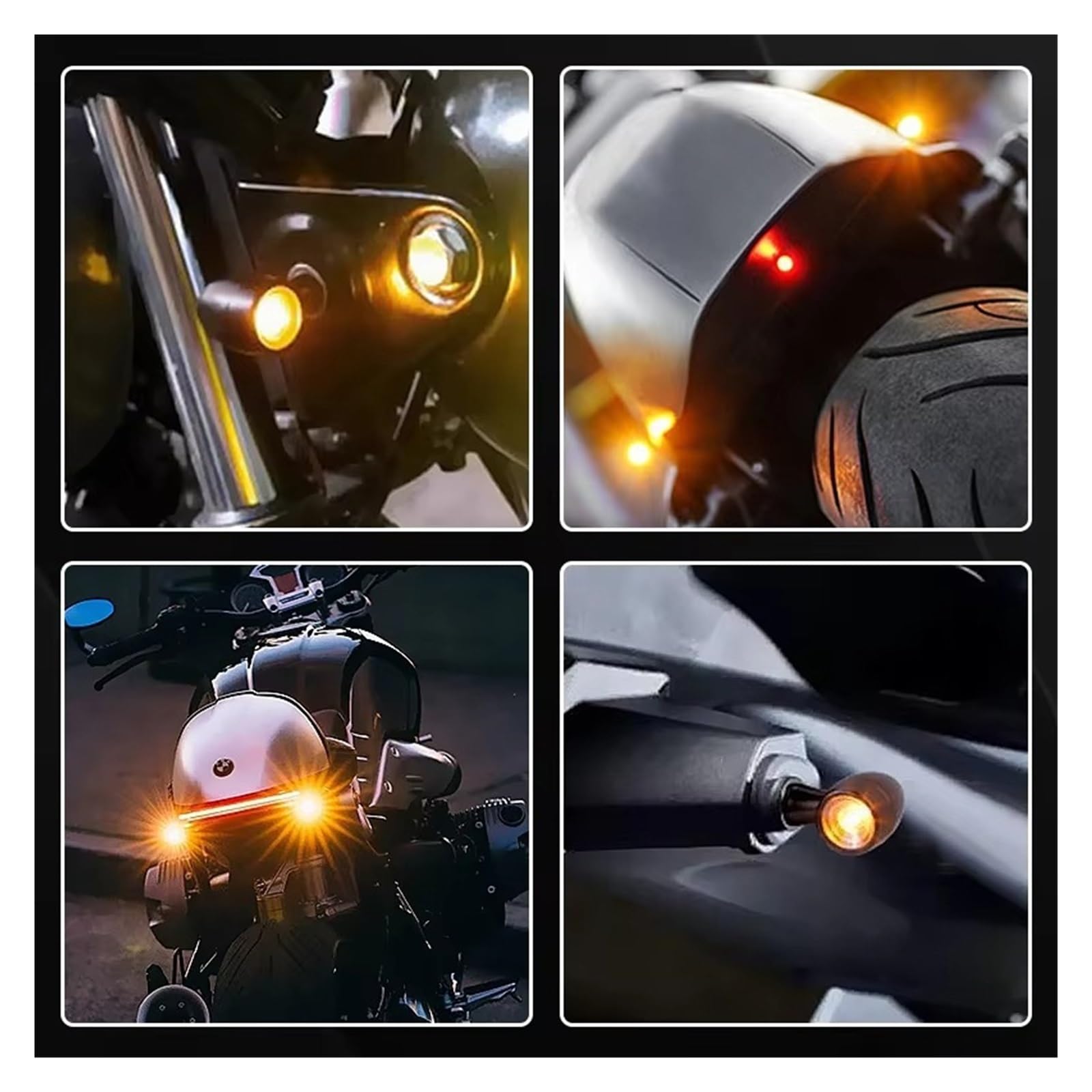Intermitentes LED Delanteros y Traseros universales para Motocicleta, Tipo Bala. Luces de señalización de Giro luz Diurna DRL luz Freno y luz Trasera Luzs traseras Piezas