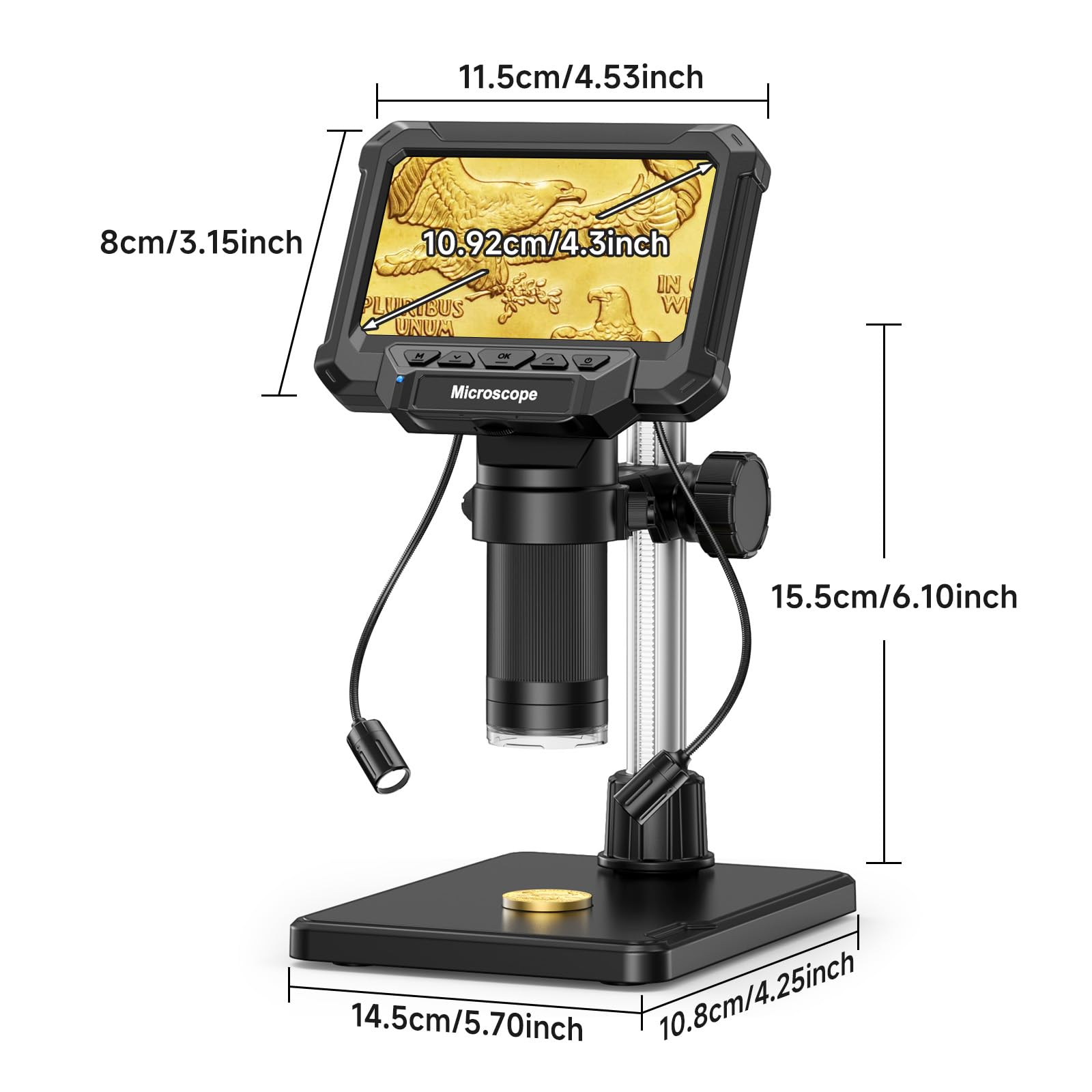 4.3" Coin Microscope - 1000x Magnification -9