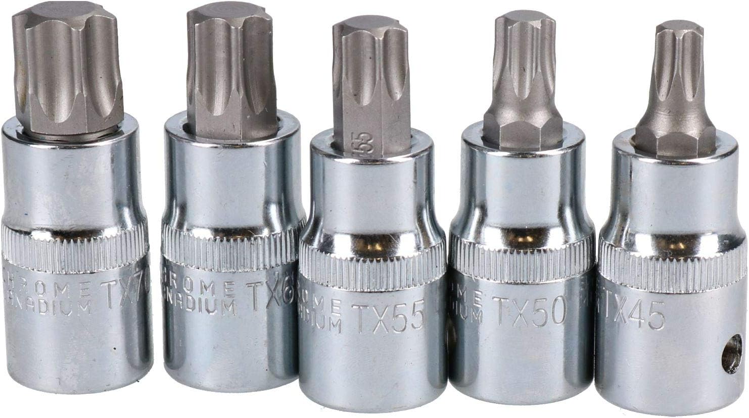 1/2" Drive Male Torx Star Sockets Bits T45 T50 T55 T60 T70 5pc Set