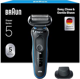 Braun Series 5 Afeitadora Eléctrica Hombre, Máquina de Afeitar Barba con Recortadora De Precisión EasyClick, EasyClean, en Seco y Mojado, Recargable, Inalámbrica, 51-B1200s, Azul