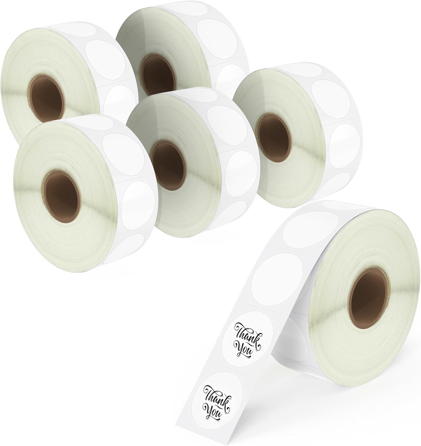 BETCKEY 1 Inch Circle Thermal Sticker Labels, Compatible with Zebra & More Label Printer, Perforated [6 Rolls, 8280 Round Labels]