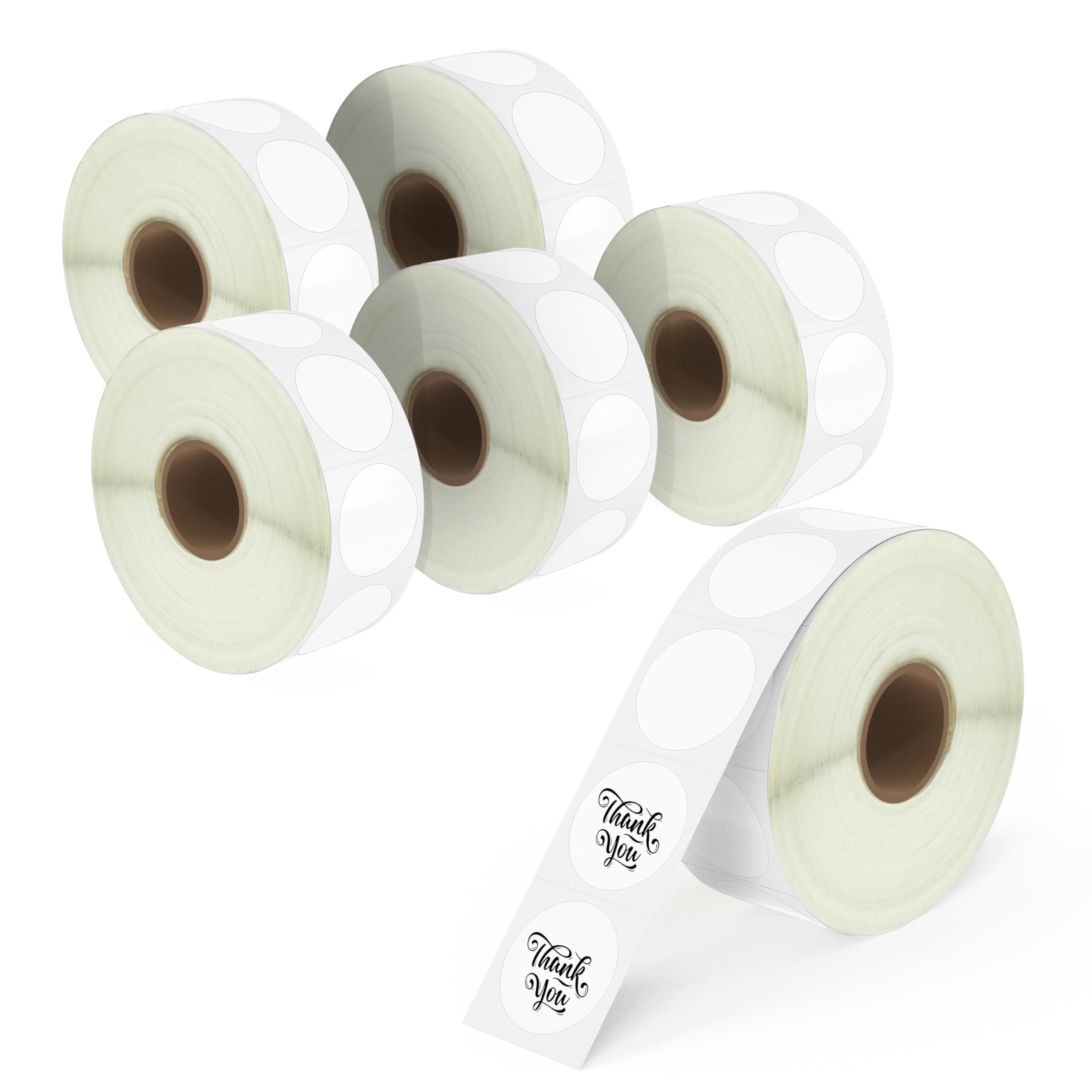 BETCKEY - 25mm Circle Thermal Stickers, Self-Adhesive Round Direct Thermal Labels, Compatible with Zebra & More Label Printer, Perforated [6 Rolls, 8280 Labels]