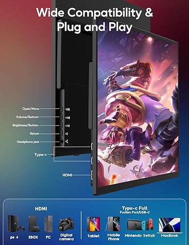 Miniatura 6 de Monitor portátil para juegos de 16 pulgadas, 2.5 K y 144 Hz, pantalla IPS de 2560P × 1440P con HDR, 10001 FreeSync, ultra delgado y cuidado de los