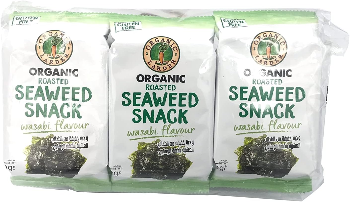 Roasted Seaweed Snack Wasabi Flavour (Pack of 6) Organic, Gluten Free