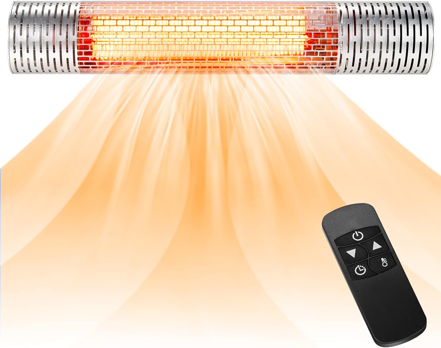 Tangkula 1500W Wall-Mounted Patio Heater, Electric Patio Far Infrared Heater with Remote, 2 Power Setting, 9H Timer, Over-heating Protection, IP55 Water-proof (Silver)