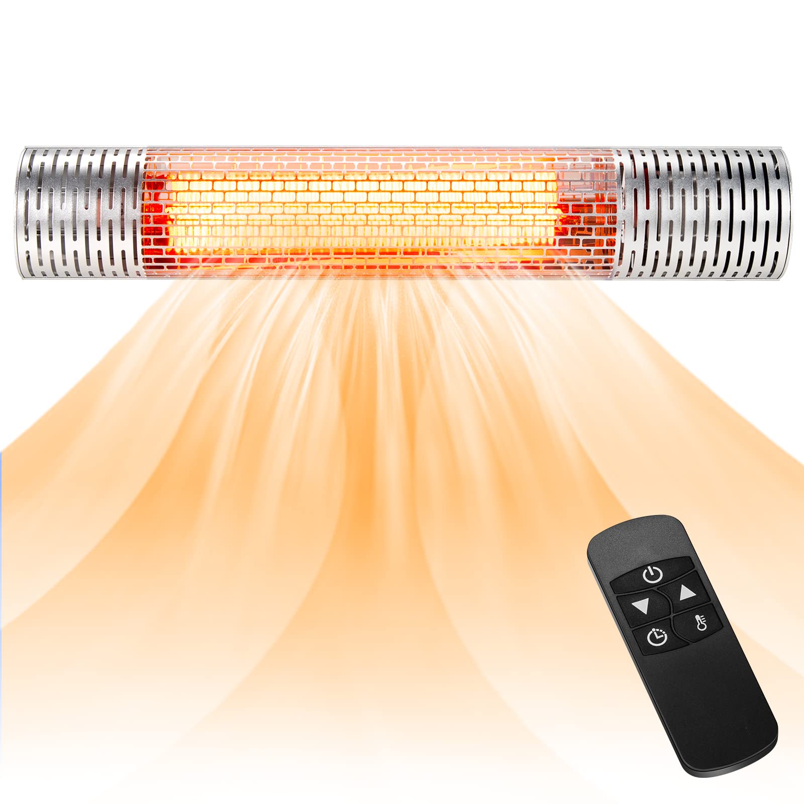 Tangkula 1500W Wall-Mounted Patio Heater, Electric Patio Far Infrared Heater with Remote, 2 Power Setting, 9H Timer, Over-heating Protection, IP55