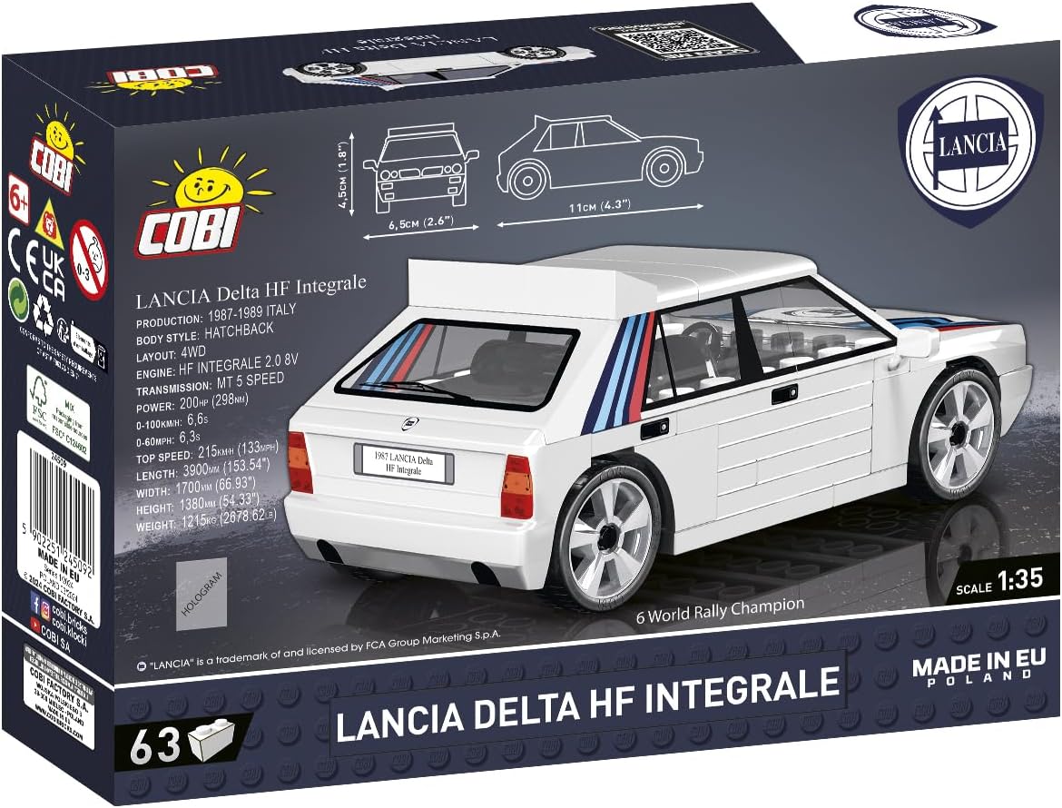COBI Lancia Delta HF Integrale Vehicle Building Set, 63 Pieces