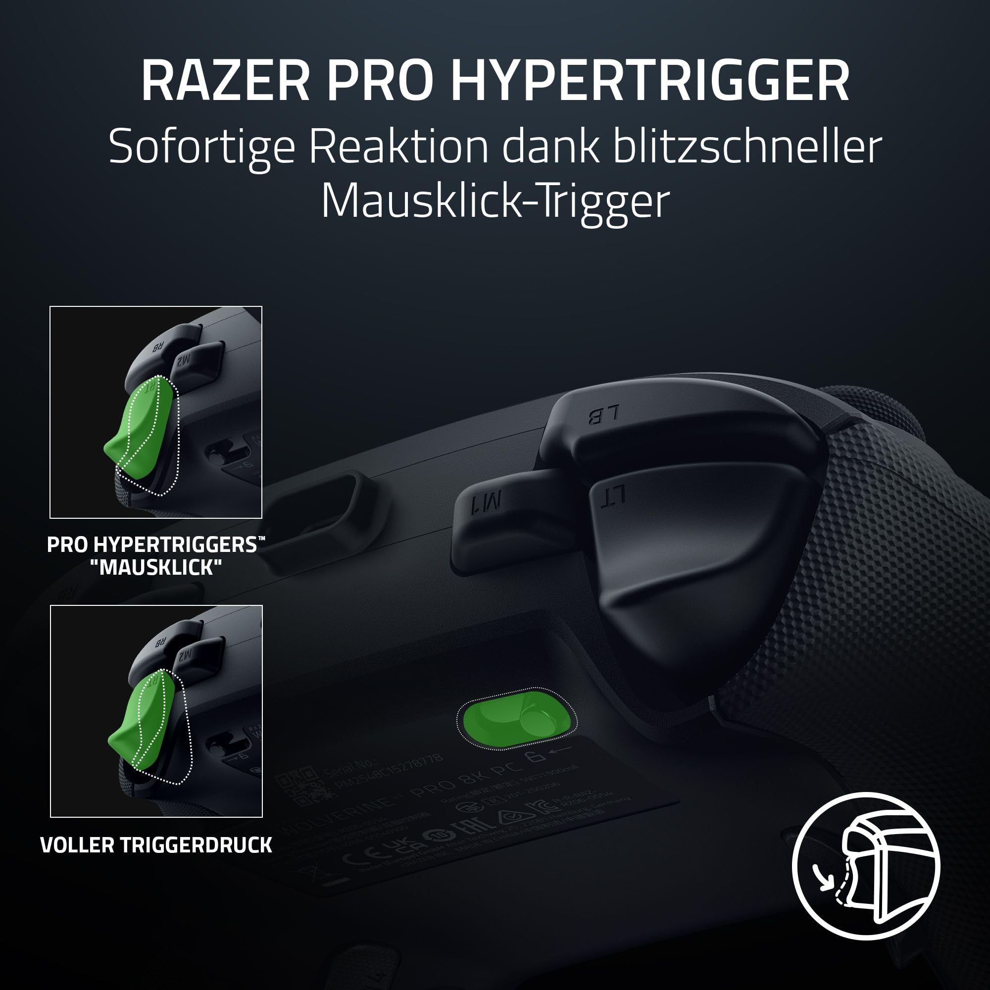 Razer Wolverine V3 Pro 8K PC Kabelloser E-Sport-Controller Schwarz 8K Hz HyperPolling TMR-Analogsticks