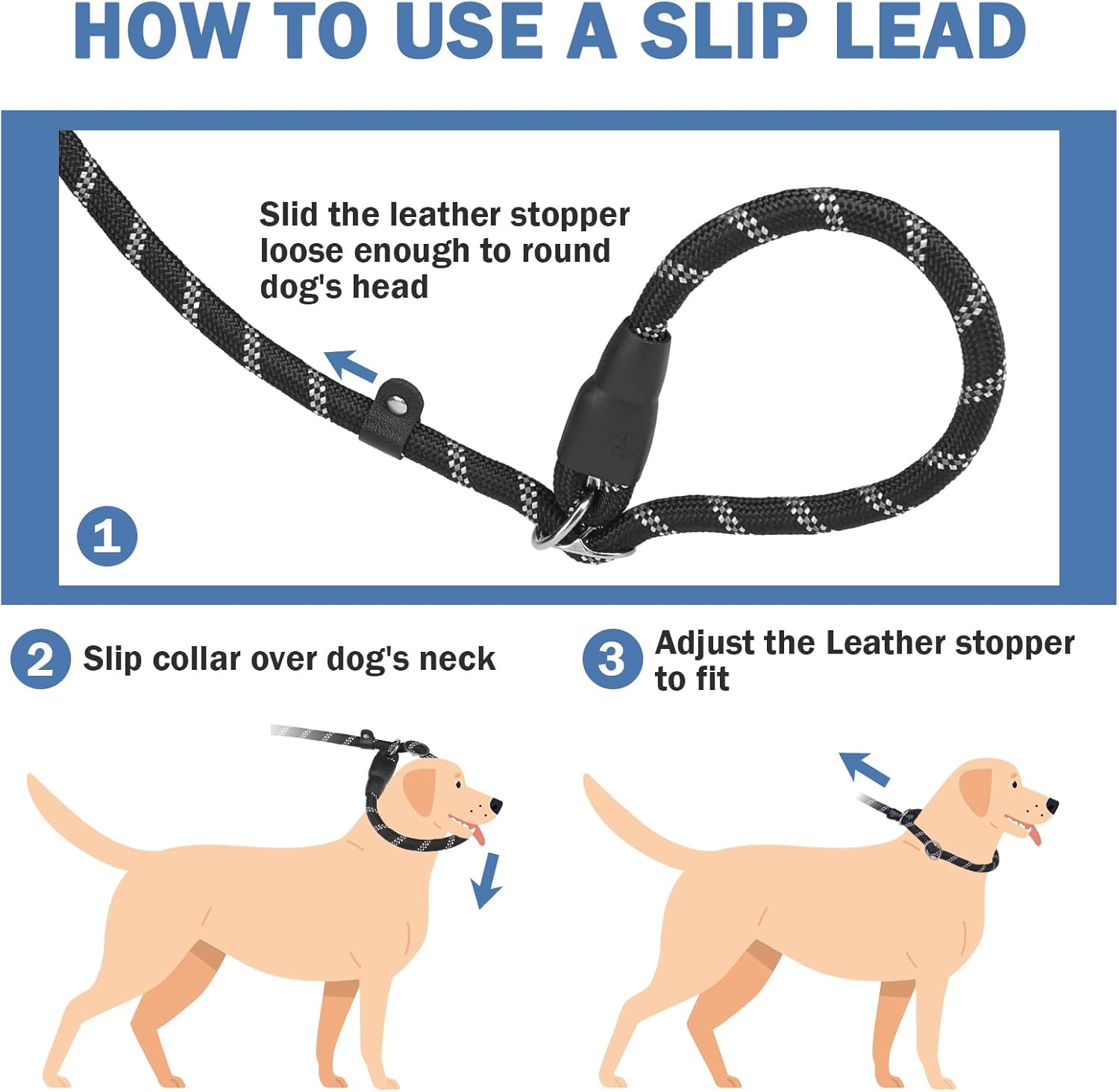HOMIMP Slip Lead Dog Leash 6 FT - Reflective 4 PCS Bulk Color Heavy Duty Rope Dog Leash for Small Medium Large Dogs Puppy - Soft Long Padded Handle Thick Dog Leashes for Shelter, Vet, Training