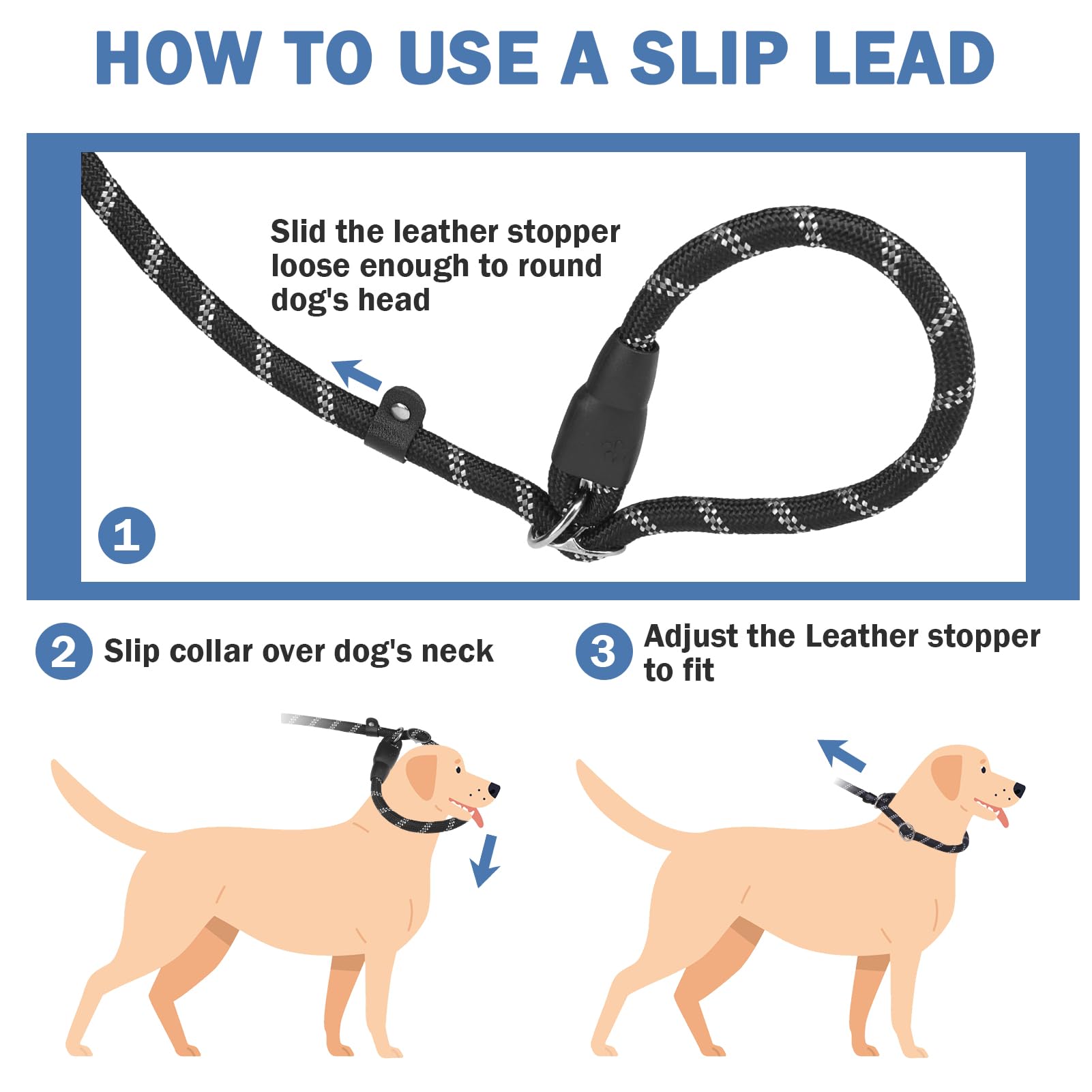 Nylon Rope 6FT Slip Lead Dog Leash No-Pull Training Leash For