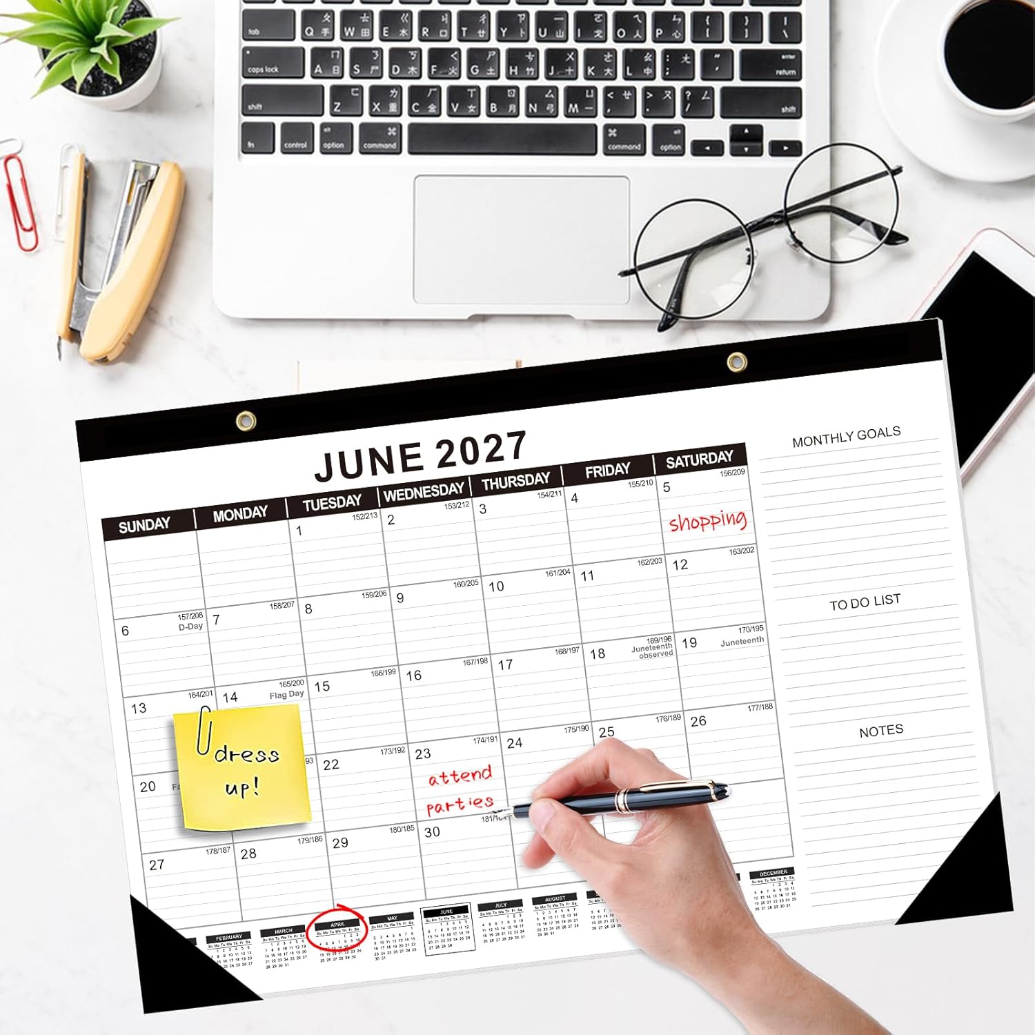 GuassLee Desk Calendar 2026, 3 Packs, 19 Months Calendar 17" × 11.5" Desk Calendar from Jun. 2026 to Dec. 2027 with Julian Date, To-do List, Notes, Monthly Goals, for Home School Office