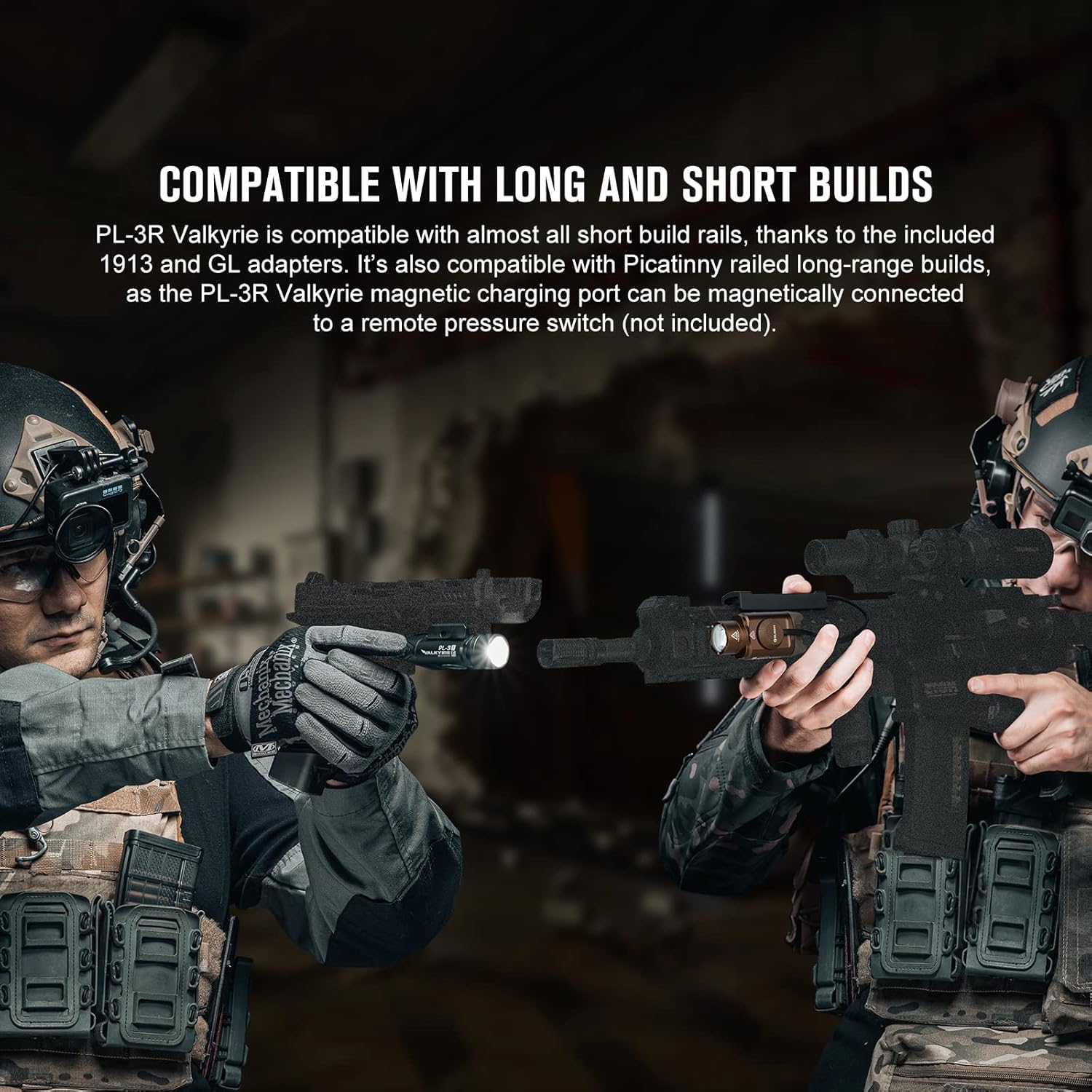 OLIGHT PL-3R Valkyrie Rechargeable Tactical Light, 1500 Lumens Rail-Mounted Weaponlight Bundled with SRPL-7 Magnetic Remote Pressure Switch for PL-3R Valkyrie