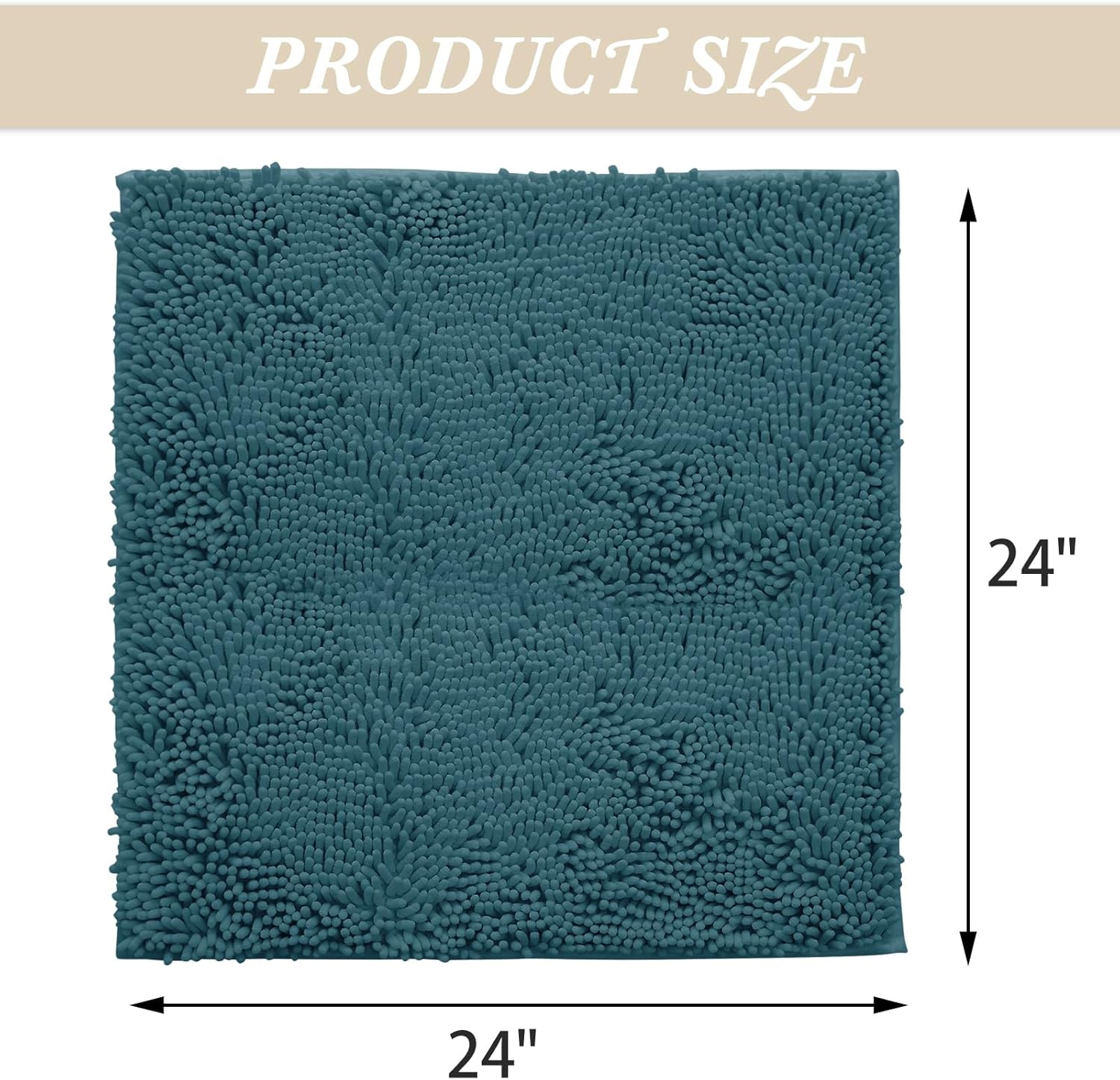 Non-Slip Bath Rug,Extra Soft Microfiber Bedroom Shag Carpet with Anti-Slip Backing,Water/Dust Absorbent Fast Dry Shower Mat,Sound Insulated Stairs Pad,Machine Washable (Turquoise,24 x 24 Inches)