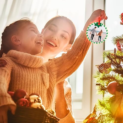 Miniatura 16 de Adorno de Navidad personalizado, foto personalizada con imagen y nombre, decoración del árbol de Navidad, bolsa de terciopelo incluida, adorno