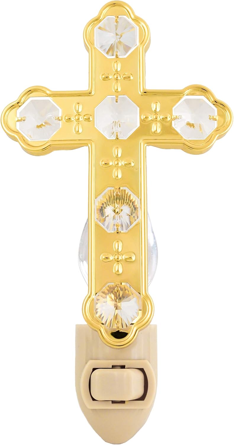 Mascot Crystal 24k Gold Cross Night Light - Clear Crystal