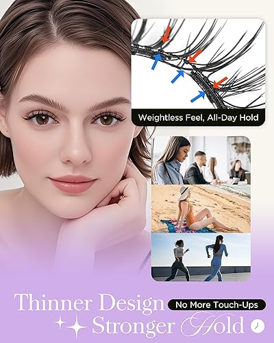 Miniatura 5 de BEYELIAN Pestañas en racimo D+ Curl 156 unidades, extensiones de pestañas postizas individuales, aspecto natural, reutilizables, con pegamento,