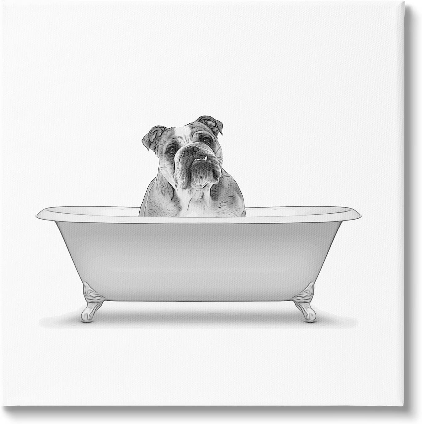 Stupell Industries English Bulldog Dog Bath Tub Canvas Wall Art, Design by Annalisa Latella