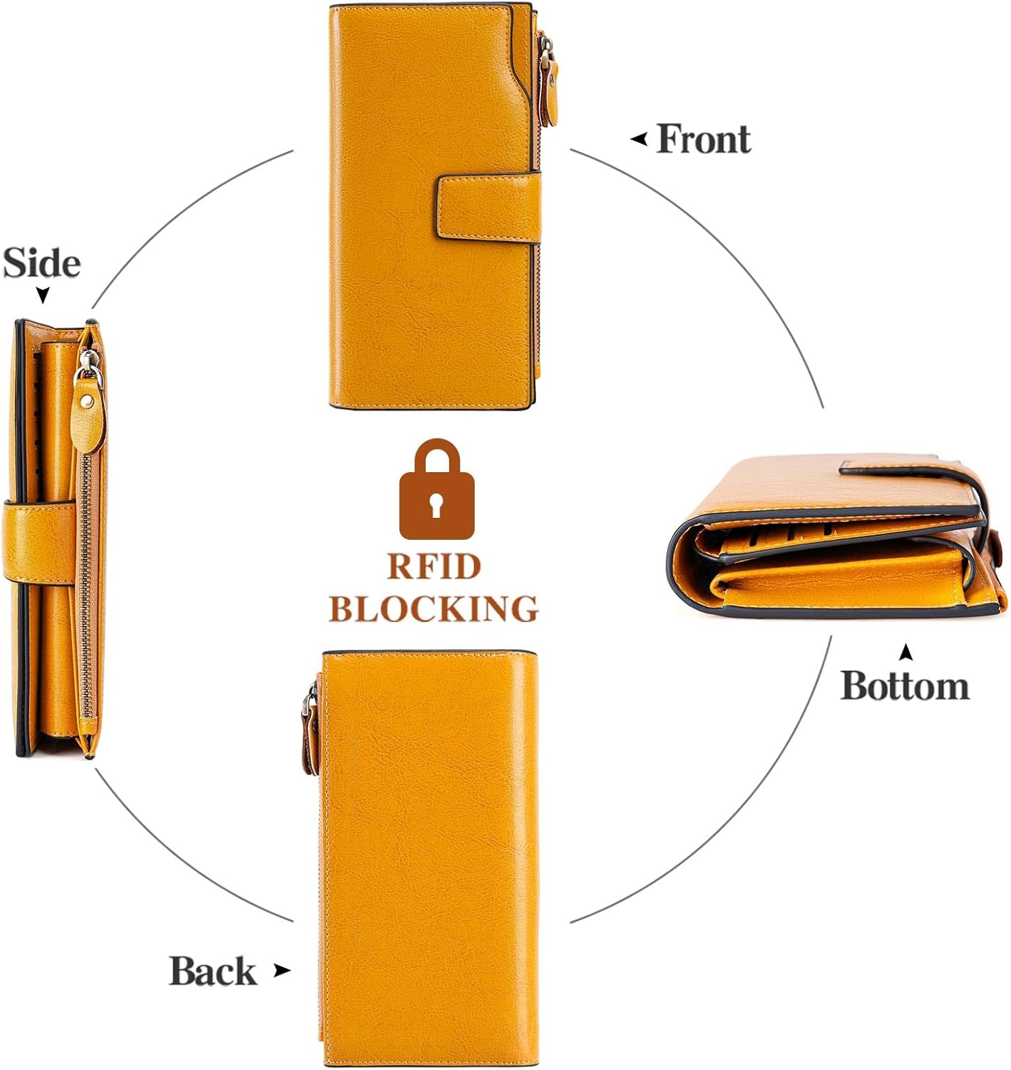 SENDEFN Women Leather Wallets RFID Blocking Clutch Card Holder Ladies Purse with Zipper Pocket - Image 6