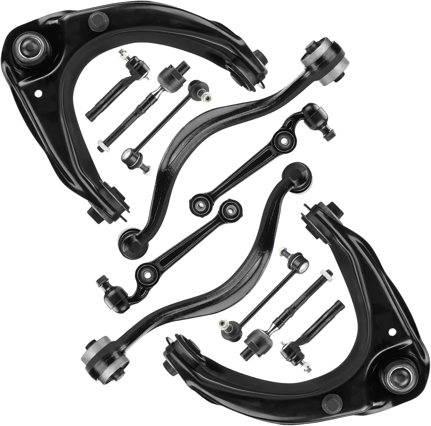 Front Upper&Lower Control Arms w/Ball Joints Sway Bar End Links Tie Rods Suspension Kit for 2006 2007 Lincoln Zephyr Ford Fusion Lincoln MKZ 2007 Mercury Milan (12pc)