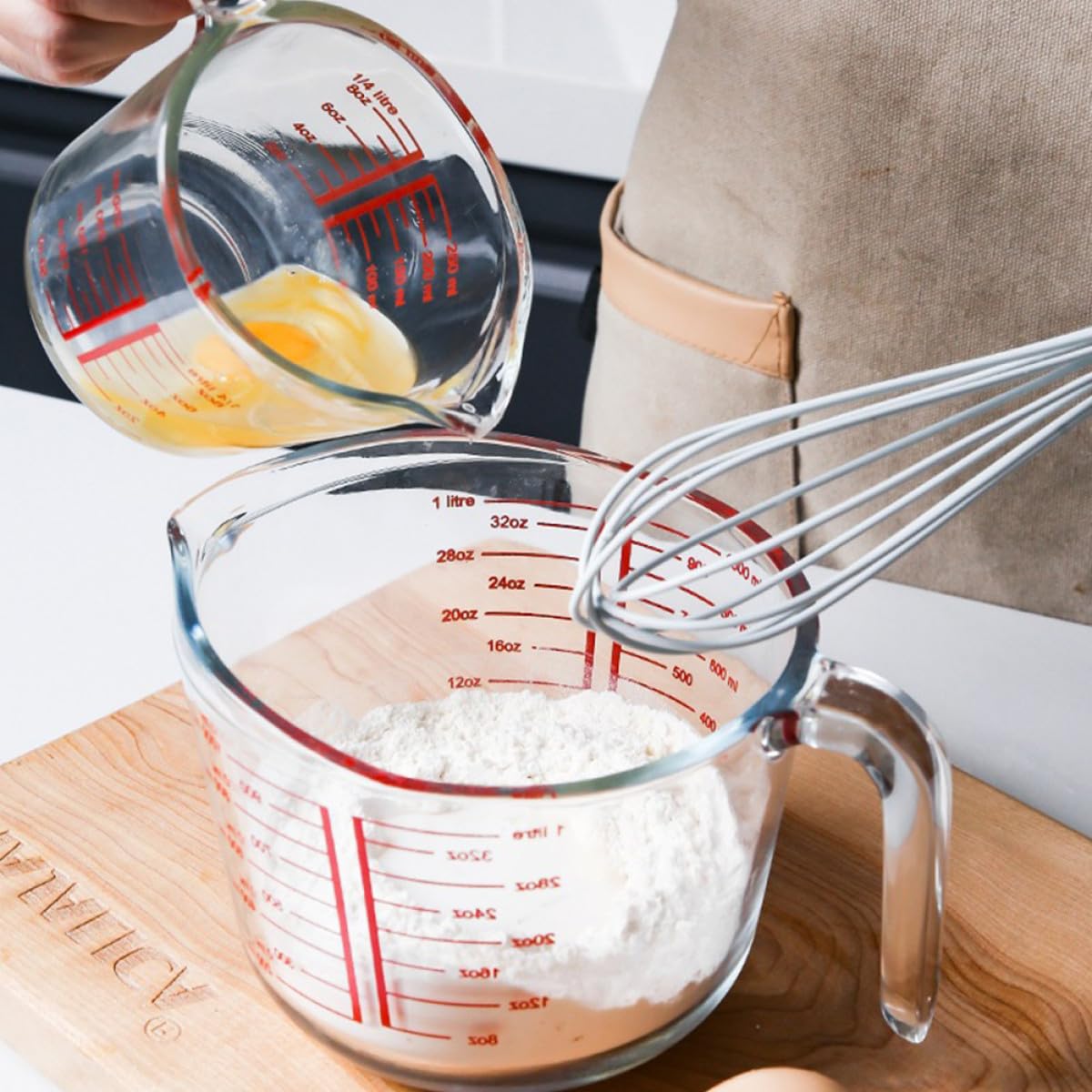 Messbecher aus Glas mit Präziser Messskala und Hitzebeständigem Material Runder Glasbecher für Backshop und Hausgebrauch