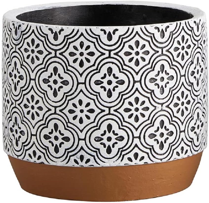 47th & Main Cement Home Decor Pot Planter for Succulents and Flowers, 5.4 Diameter, Floral Print