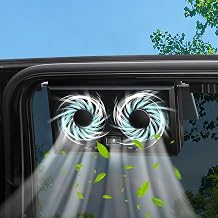 Solar Exhaust Fan Car Solar Powered Exhaust Fans, Auto Window Ventilation Fan with 2 Head Cooling Ventilator Cars Air Vent Cooler Ventilation System for Cars Vehicles Truck RV (Black)