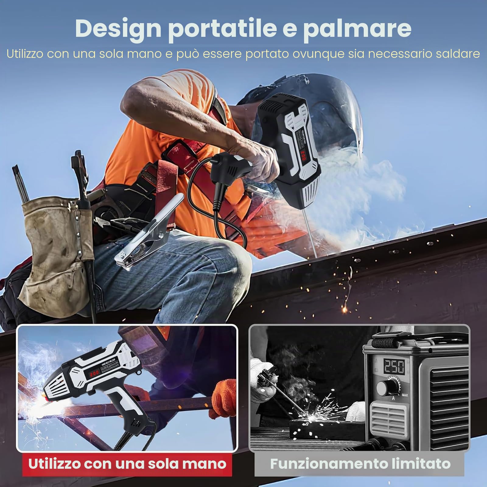 Saldatrice portatile ad arco da 220 V con 10 barre di saldatura, saldatrice ad elettrodi da 200 A con inverter IGBT, per aste metalliche da 1,6 mm a 3,2 mm