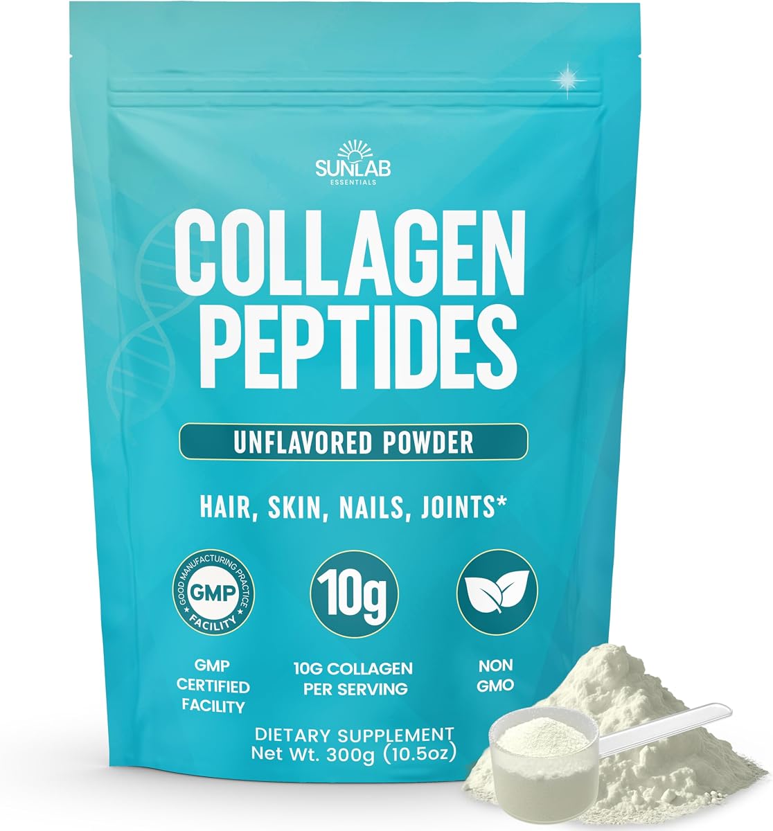 Collagen Peptides Powder Hydrolyzed Bovine (Unflavored) Type I & III Supplement for Hair, Skin, Nails & Joint Support - Collagen for Women & Men - Non GMO & USA Made - Unflavored - 30 Servings