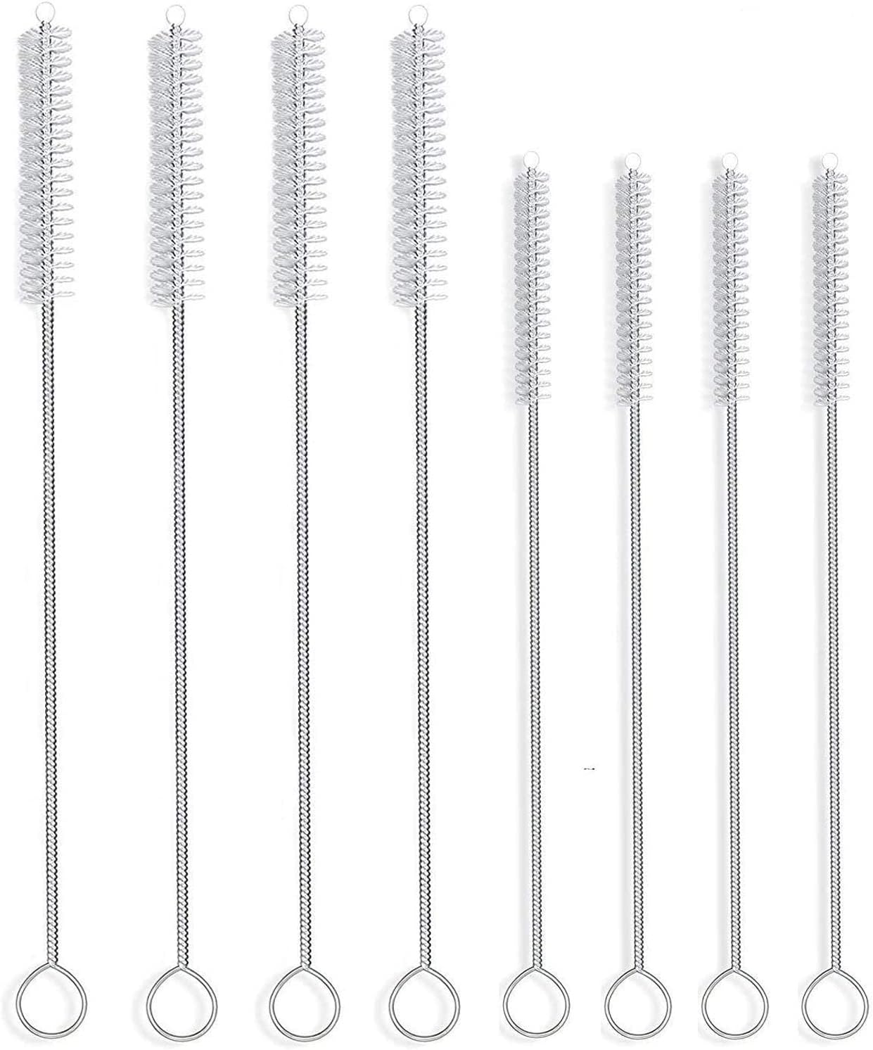 ALINK Extra Wide Drinking Straw Cleaning Brush Kit, Pack of 8, 4-pcs 9" x 12 mm Cleaner for Boba Smoothie Straws, 4-pcs 7.5" x 7 mm Cleaner for Stainless Steel Tumbler Straws