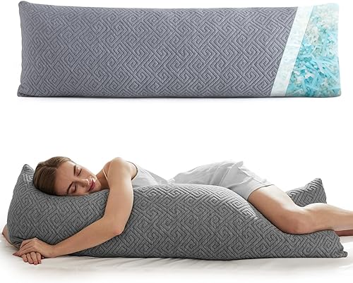 Miniatura 6 de Almohada corporal para adultos y embarazo, almohadas grandes y largas para dormir, almohada ajustable de espuma viscoelástica triturada, almohada de