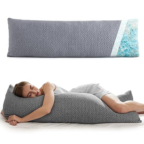 NOFFA Seitenschläferkissen 39 x 137 cm Langes Kissen für Seitenschläfer mit Zerkleinerter Memory Foam Schwangerschaftskissen Viskoelastischer Schaum Body Pillow mit Bezug, Füllung Verstellbar