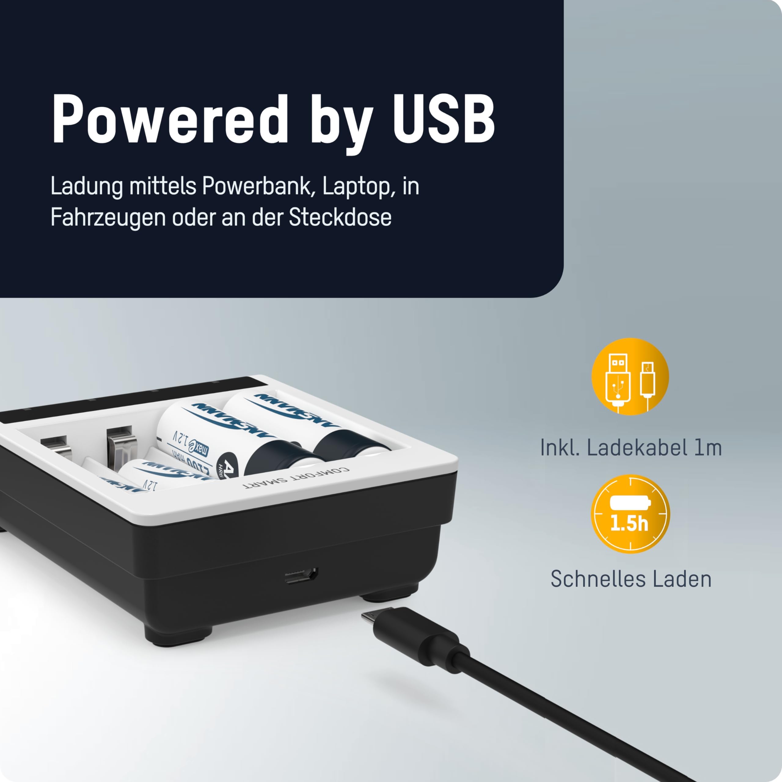 Ansmann Akku Ladegerät inkl. 4X AA 2100mAh Batterien – Bild 4