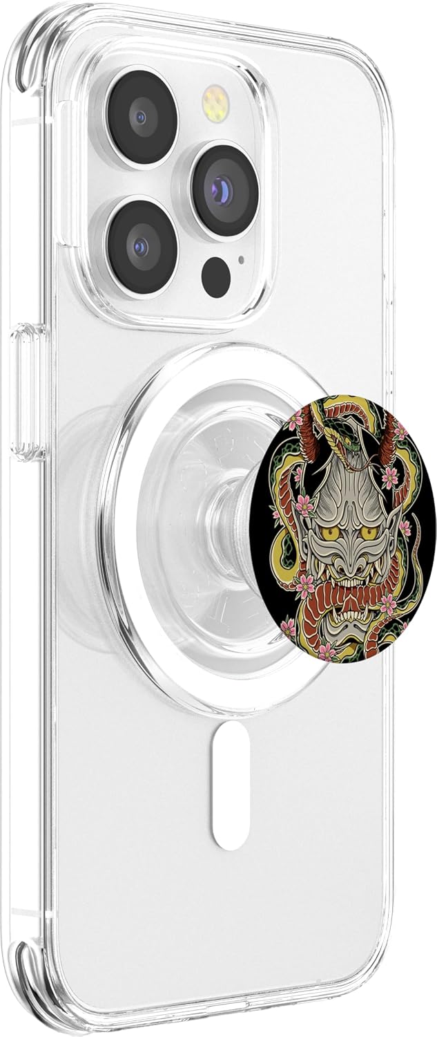 Japanese demon face mask harajuku ronin otaku devil yoke oni PopSockets MagSafe PopGrip for iPhone