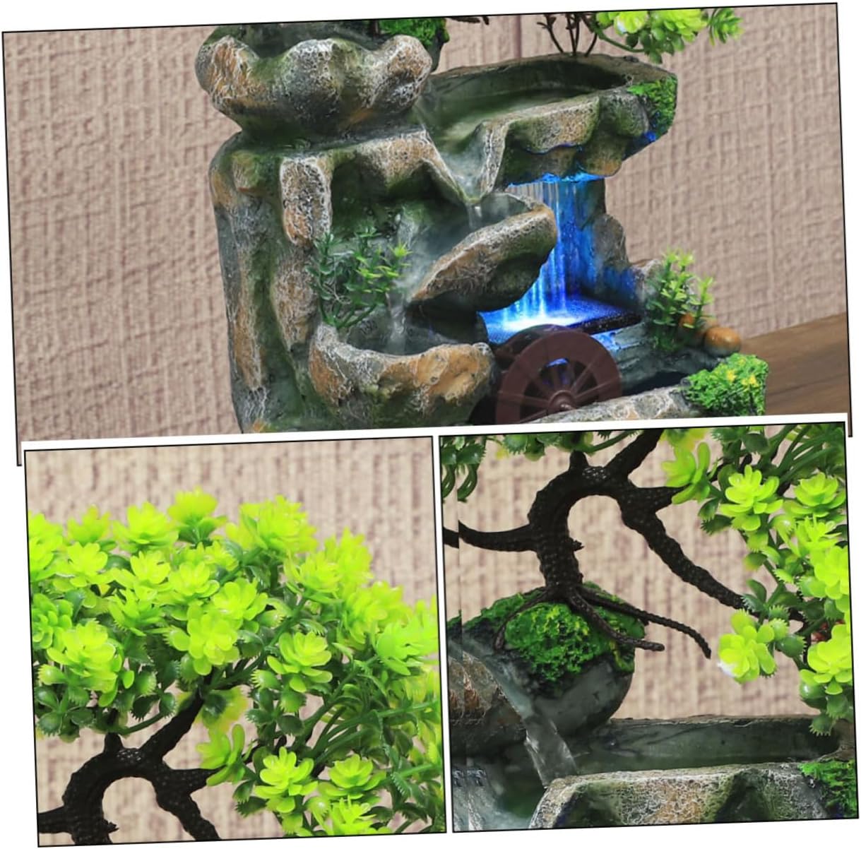 Indoor Tabletop Water Fountain Waterfall Ornament for Desk Decoration Lightweight Zen Fountain for Home Office and Relaxation Spaces US Plug