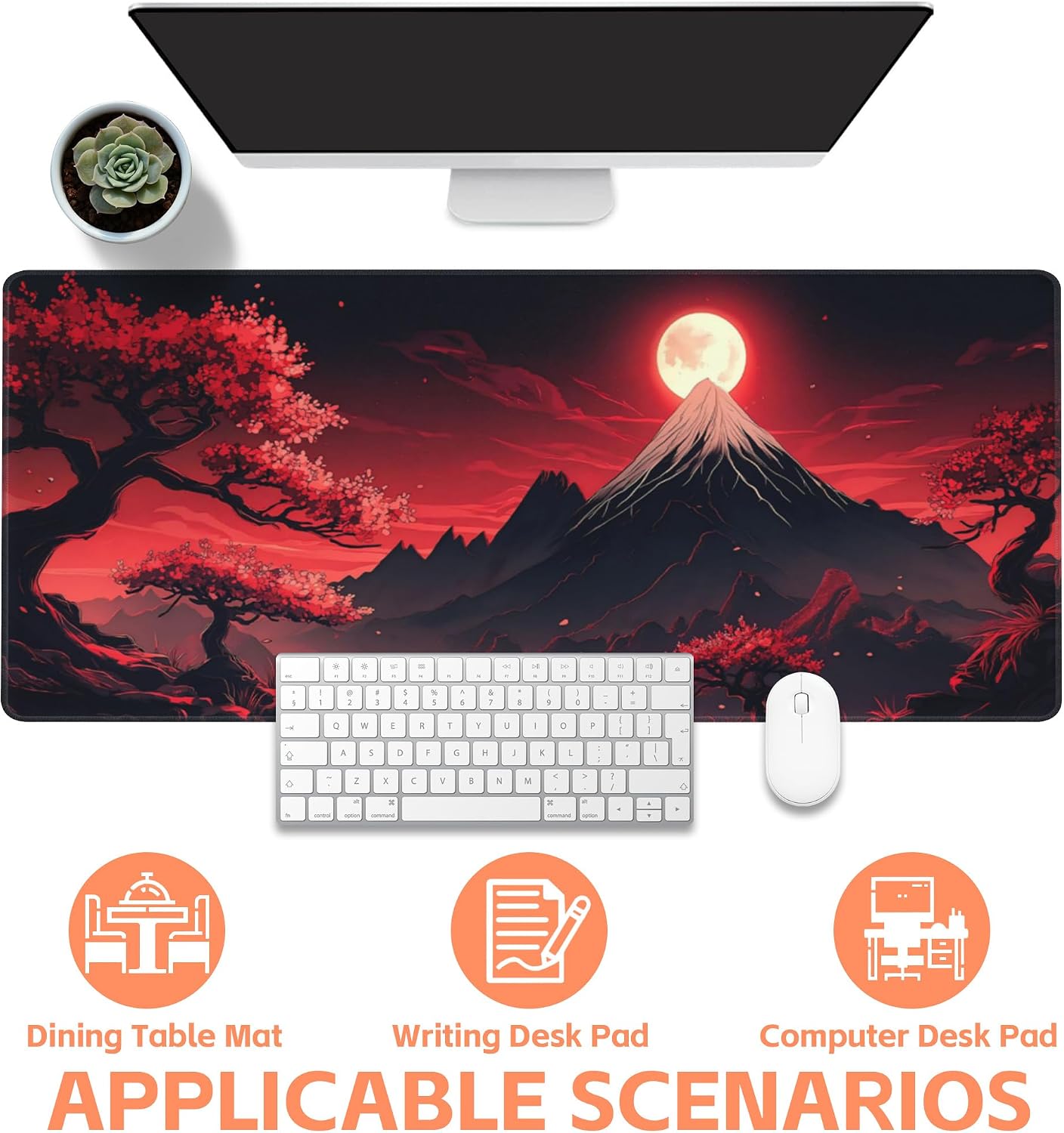 Mouse Pad Large Japanese Landscap Non-Slip Game Desk Mat with Stitched Edge Laptop Keyboard Desk Pad for Work Home Gaming (35.4 x 15.7 Inches) image 4