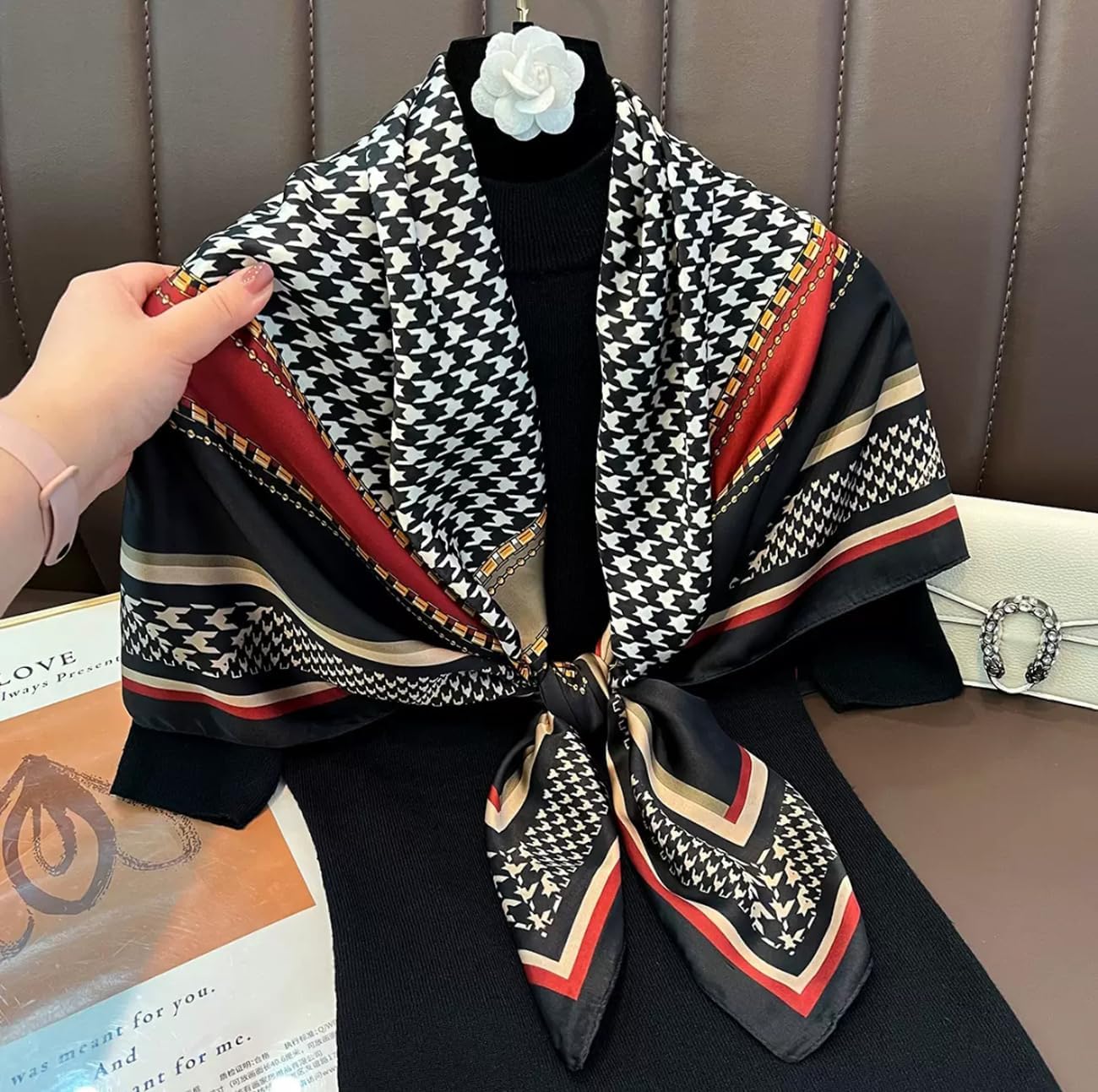 XL 43 Inch Extra Large Square Scarf Fashion Scarves Silk Feeling Hair Scarf Wrapping Scarfs Night Sleeping Headscarf - Image 3