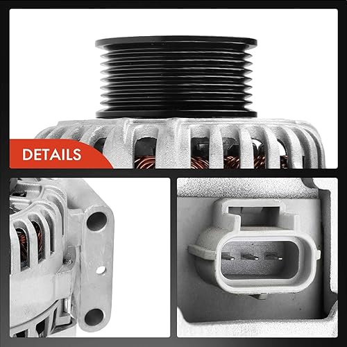 Miniatura 7 de A-Premium Alternador compatible con Ford F250 F350 F450 F550 Super Duty 1999 2000 2001 7.3L, 12V 110Amp en sentido horario polea de 8 ranuras,