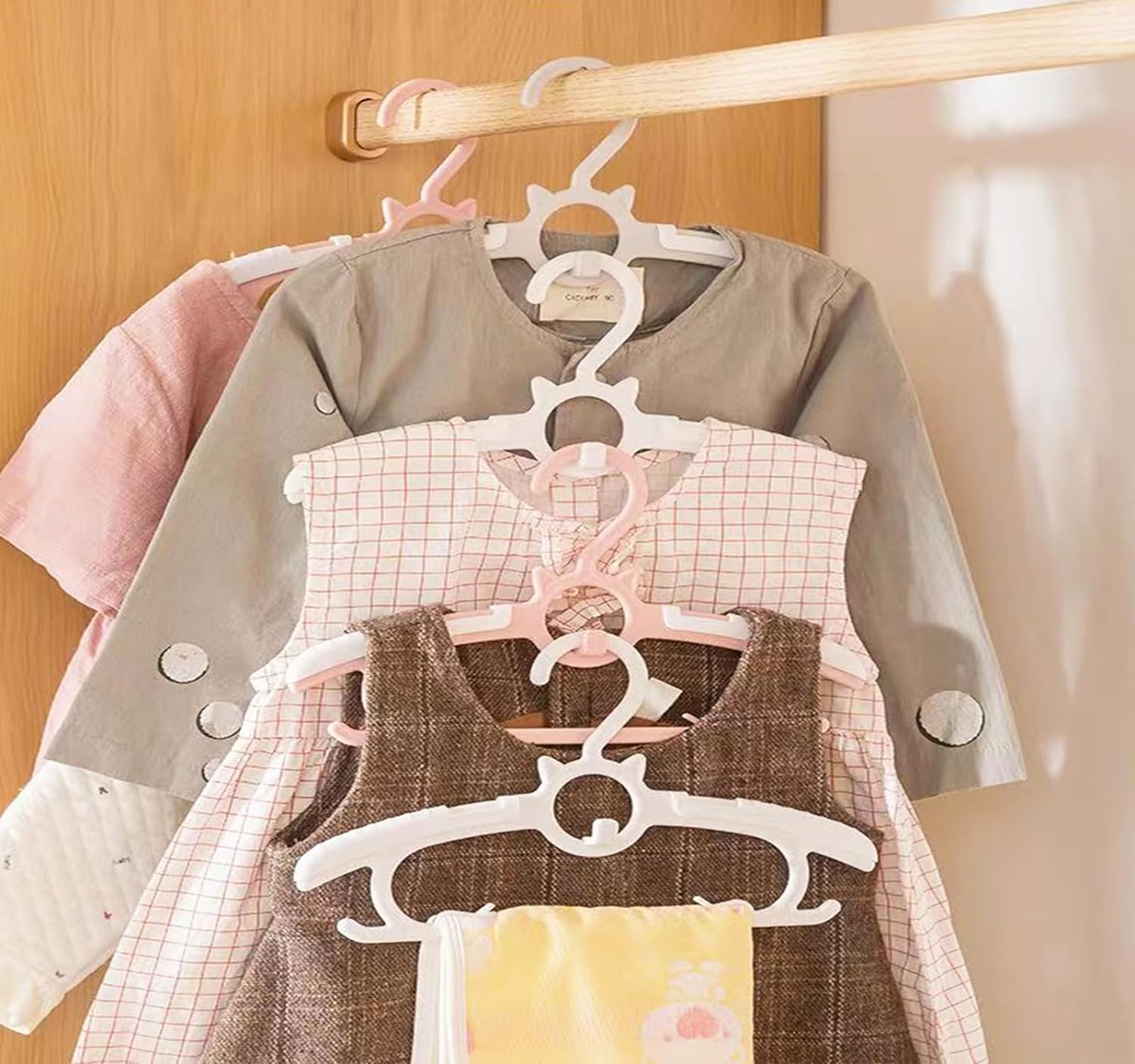 Baby Nursery Closet Hangers, Ultra Thin Non-Slip and Extendable Laundry Infant Pant Hanger for Newborn Clothes 30pcs11“-14‘’ Adjustable Children Coat Hanger for Girl Boy Toddler Kids Child - Image 6