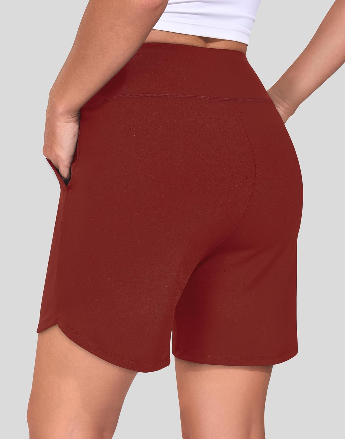 Women's 6" High Waisted Quick Dry Athletic Shorts Stretchy Bermuda Shorts for Running Workouts Casual Wear - Image 2