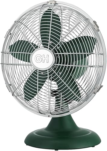 Miniatura 2 de Good Housekeeping 92617 Ventilador retro de mesa de escritorio de 12 pulgadas con amplia oscilación, ajustes de 3 velocidades y asa de transporte,