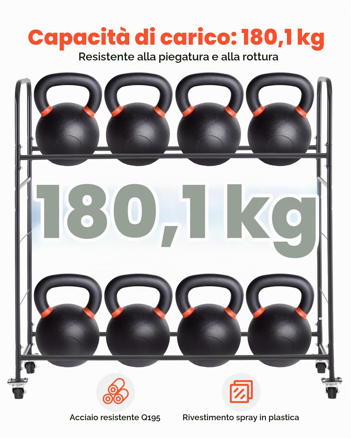 VEVOR Carrello Porta-Pneumatici con Ruote a 2 Ripiani, Rimorchio per Garage, Carrello Porta-Pneumatici in Acciaio con Copertura Protettiva Altezza Regolabile Contiene Fino a 12 Pneumatici Standard