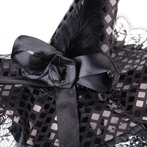 Miniatura 4 de BinaryABC Diadema de sombrero de bruja de Halloween para disfraz de Halloween, suministros de fiesta de disfraces (negro)