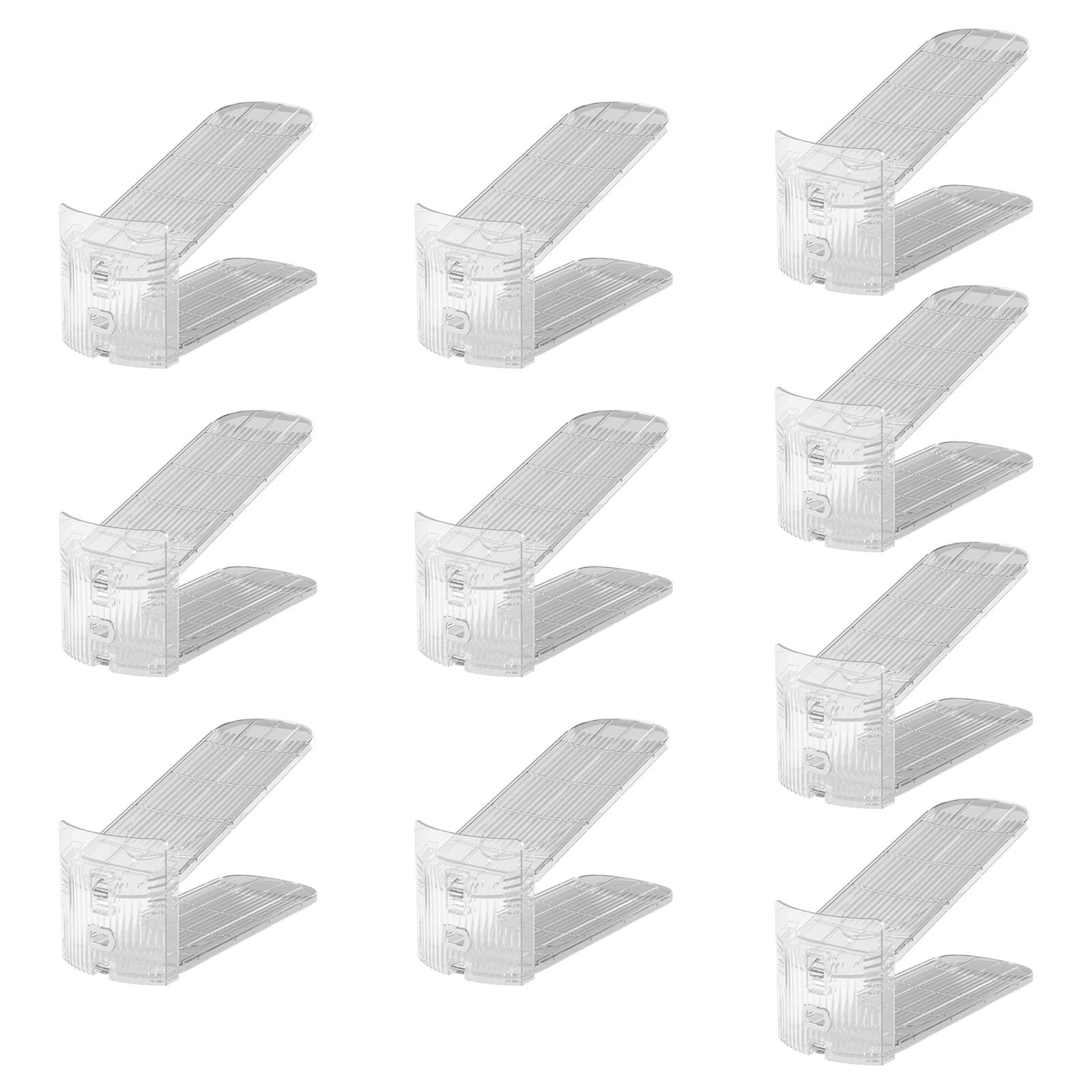 Linvimia Space Saving Double Layer Shoe Stacker Stackable Clear and Adjustable Holder for Home Closet Organization Space Saving Shoes Rack