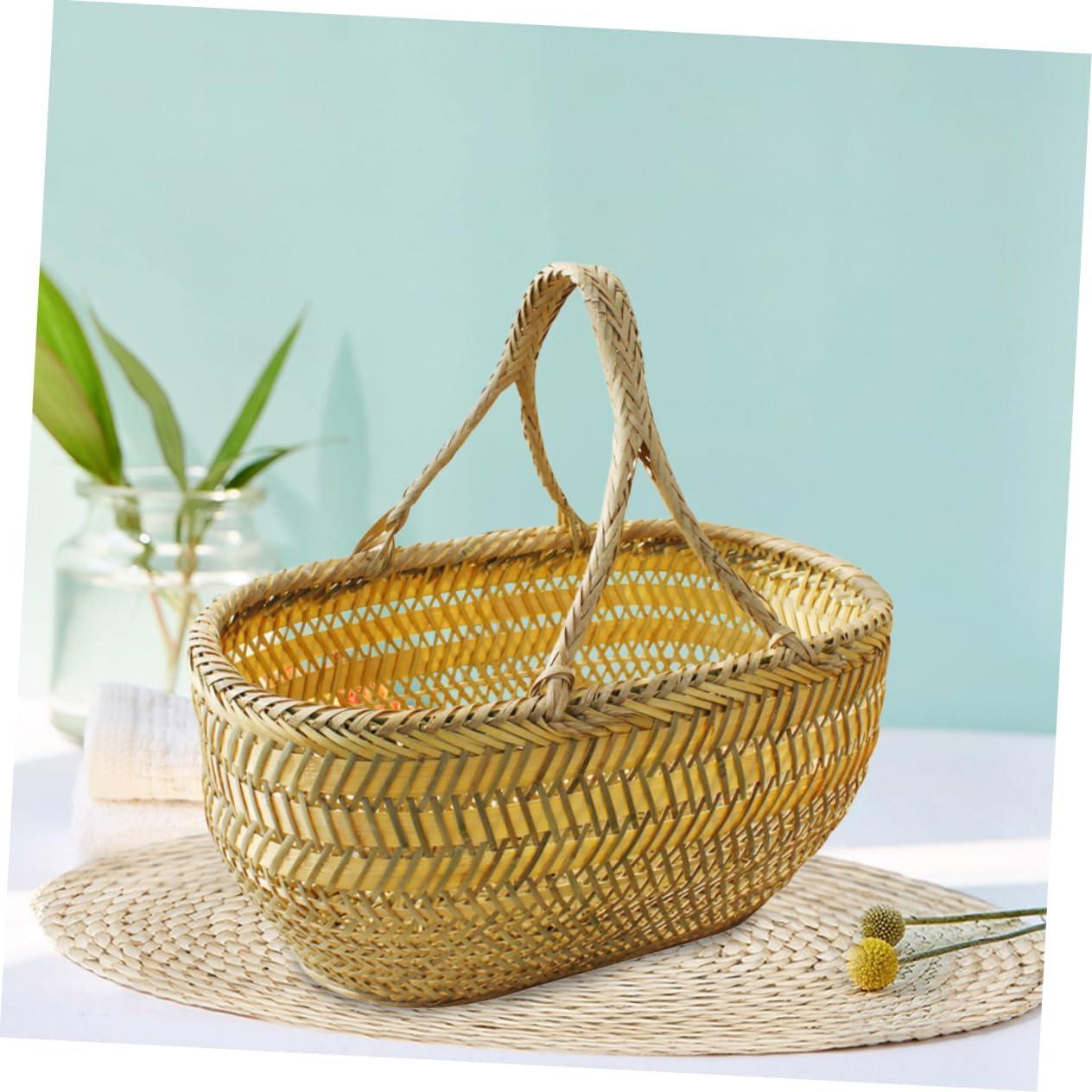 iplusmile Handwoven Shopping Basket for Vegetables and Fruits Multi Function Storage Container for Picnic and Home Use Small with Random Color Practical Garden Gathering Holder Random Color