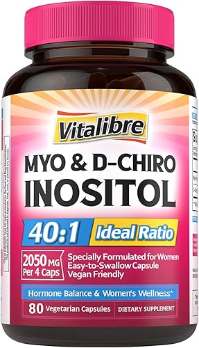 Suplemento de inositol, Myo-Inositol y D-Chiro Inositol Suplementos para Mujeres, Proporción Ideal 40:1, Equilibrio Hormonal y Bienestar de la