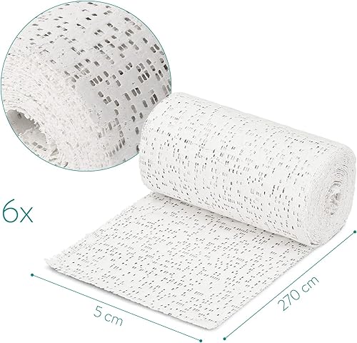 Miniatura 4 de Navaris Rollos de tela de yeso (S, paquete de 6)  Vendajes de gasa para moldes corporales, yeso de París para proyectos de manualidades, kit de